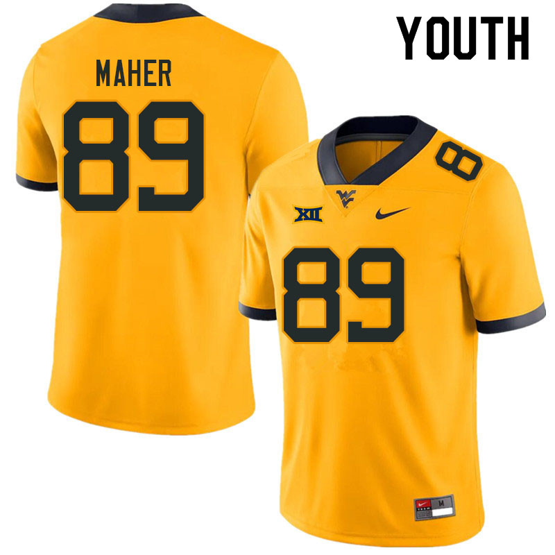 Youth #89 Nick Maher West Virginia Mountaineers College Football Jerseys Sale-Gold - Click Image to Close